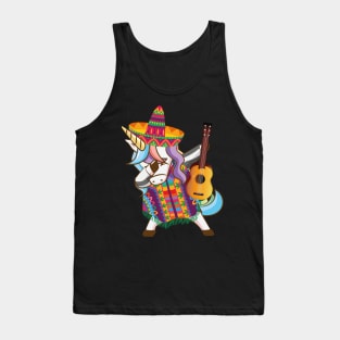 Mexican Dabbing Unicorn Cinco De Mayo Poncho Sombrero Guitar Tank Top